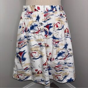 Brooks Brothers NEW Florida beach towns graphic full skirt woven cotton size 4